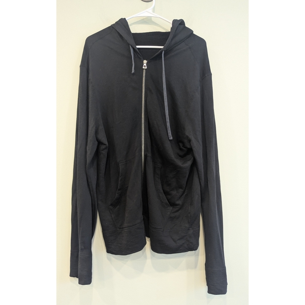 James Perse Vintage French Zip Up Hoodie In Black Size Large - Picture 2 of 7